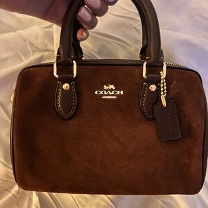 Coach Brown Mini Suede Rowan Bag